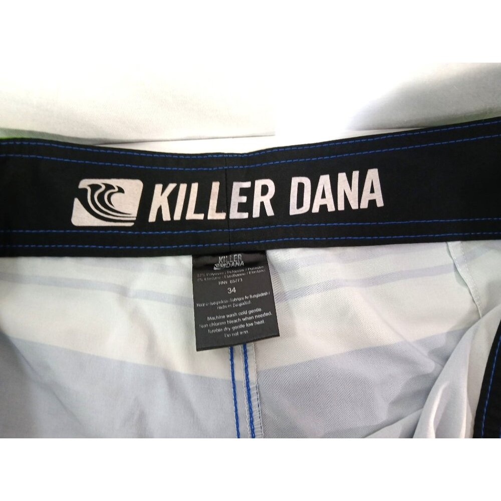 Killer Dana Mens Blue Green Ombre Striped Swim Board Shorts Size 34 Pocket - Picture 12 of 13